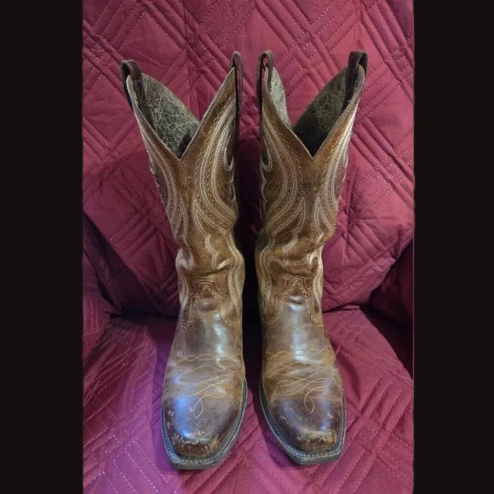 Ariat Brown Distressed Leather Western Heeled Boots